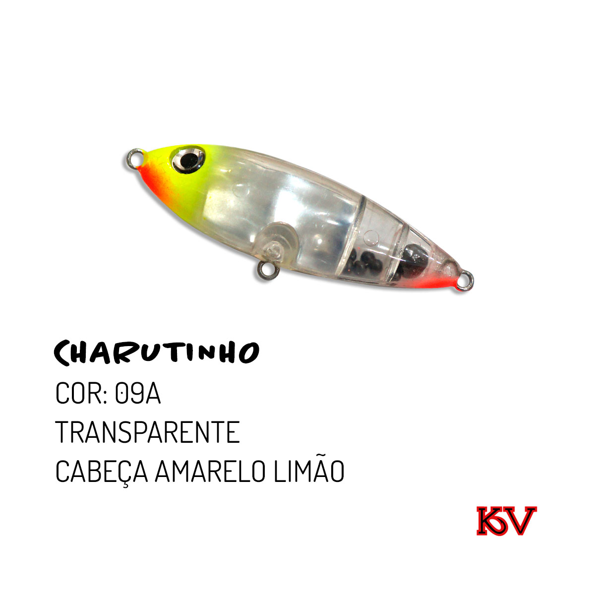 Isca Charutinho KV 6,5 cm 7 g – stick de superfície com rattlin COR 09a CABECA AMARELO LIMAO