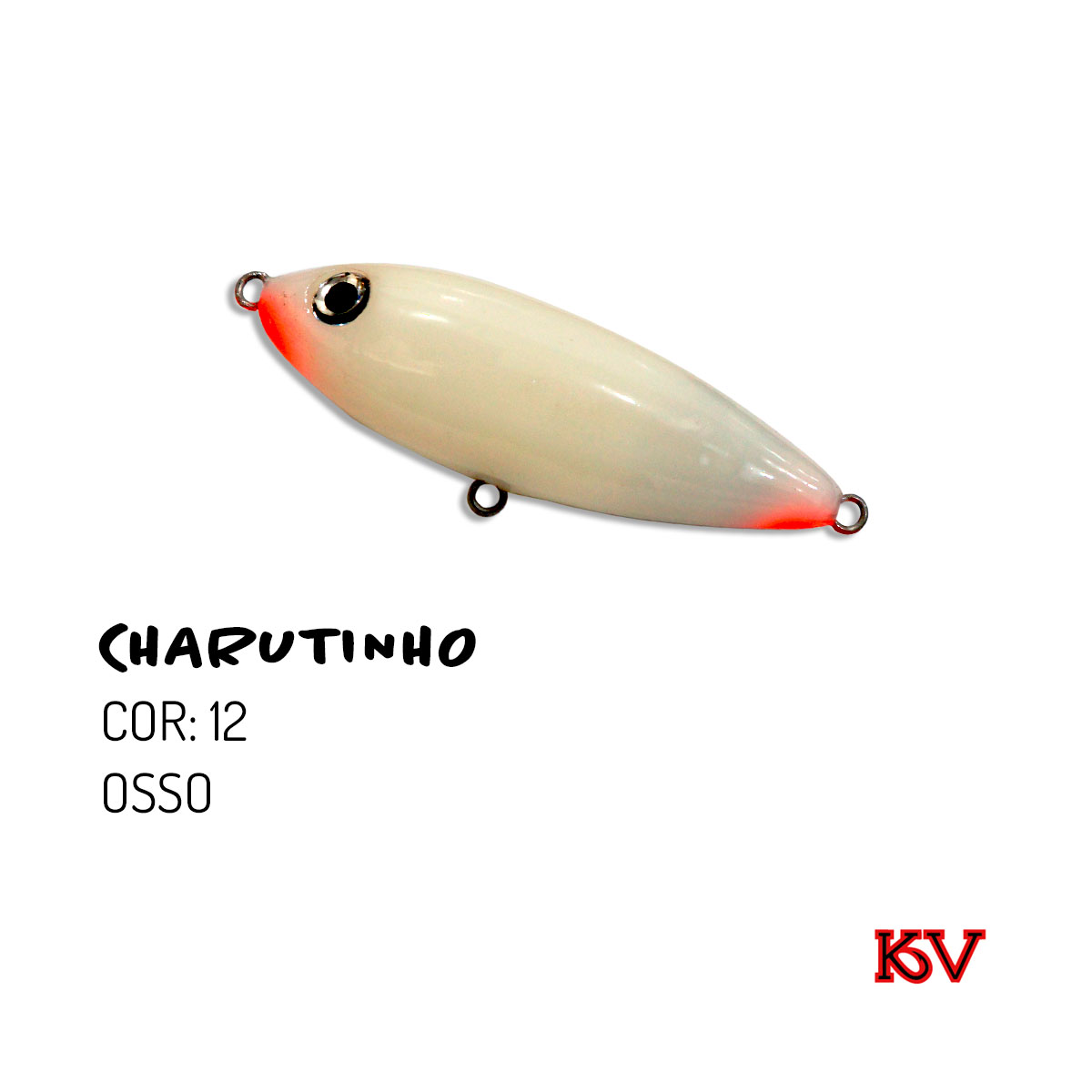 Isca Charutinho KV 6,5 cm 7 g – stick de superfície com rattlin cor 12 osso