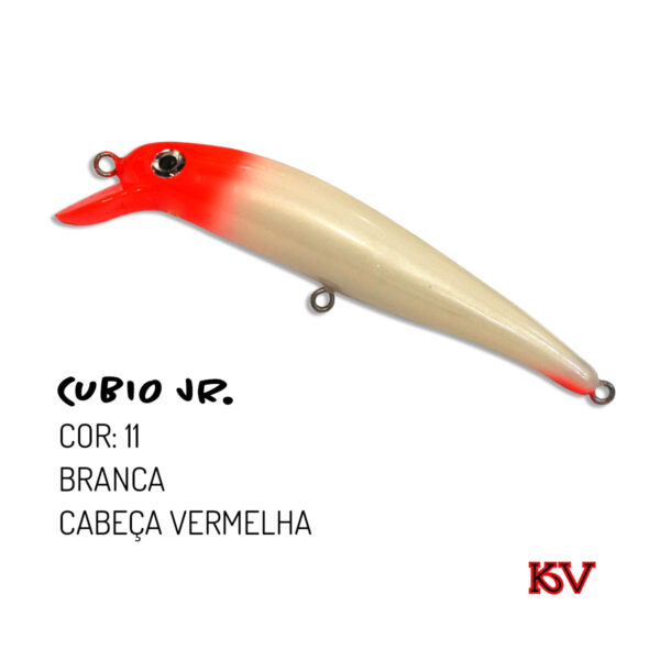 Isca Cubio JR KV 7,5cm 9g – Isca de meia-água flutuante com rattlin cor 11 branca cabeça vermelha