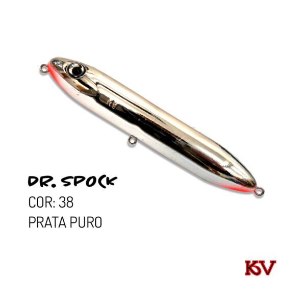 Isca KV Dr. Spock 30g 13cm – Zara de superfície com ação sonora cor 38 prata puro