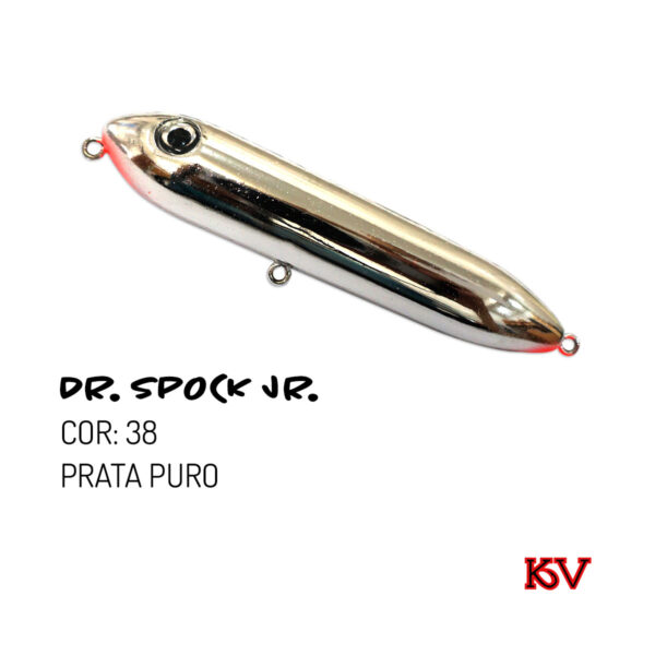 Isca KV Dr Spock Jr 9,5cm 17g – Ação Zara de superfície cor 38 prata puro