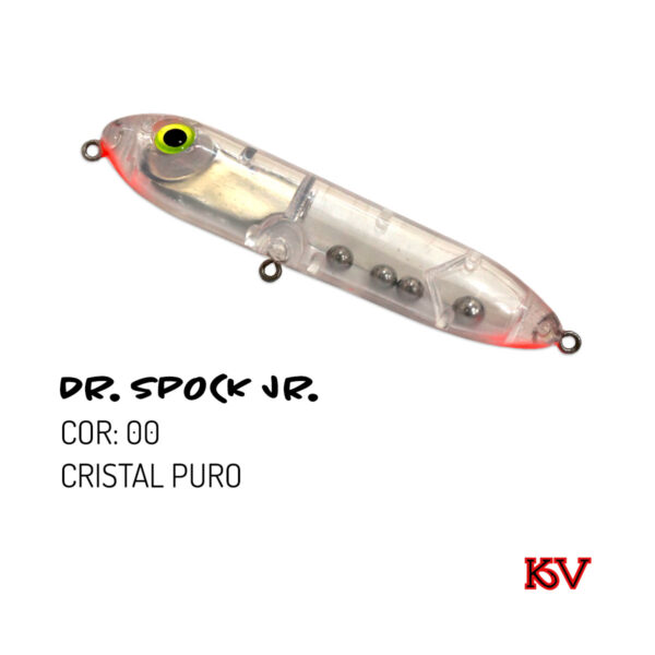 Isca KV Dr Spock Jr 9,5cm 17g – Ação Zara de superfície cor 00 cristal puro