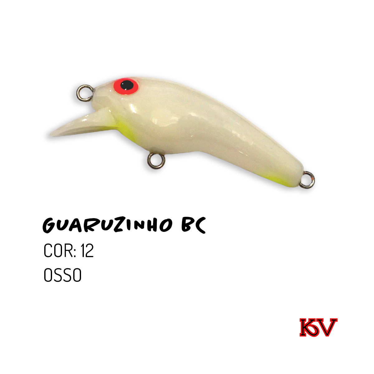 Isca Guaruzinho BC KV 5cm 4,3g meia-água com barbela curta e rattlin para traíra e tucunaré cor 12 osso
