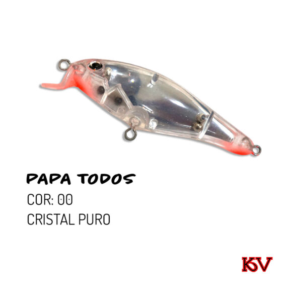 Isca Artificial KV Papa Todos 7,5cm – Ação Meia-Água e Superfície cor 00 cristal puro