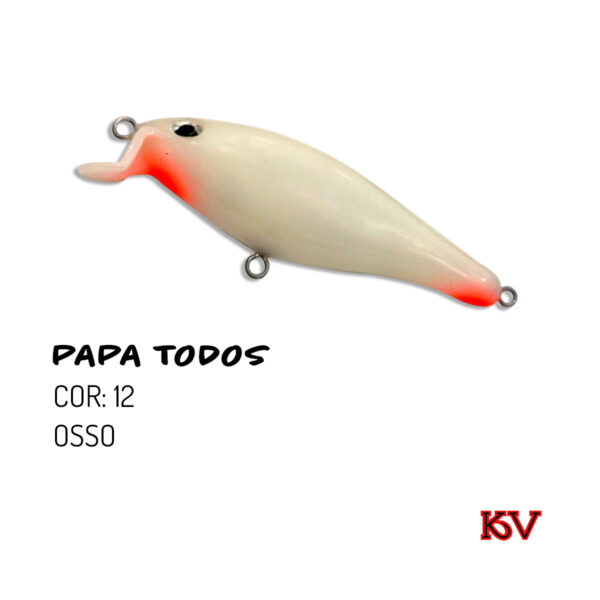 Isca Artificial KV Papa Todos 7,5cm – Ação Meia-Água e Superfície cor 12 osso
