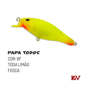 Isca Artificial KV Papa Todos 7,5cm – Ação Meia-Água e Superfície cor 6f toda limão fosca