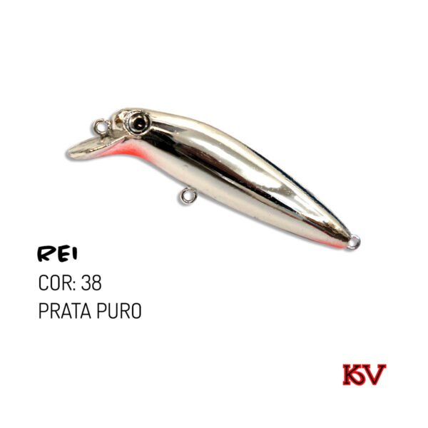Isca Rei KV 6,5 cm 6 g – meia‑água com rattlin para robalo e traíra cor 36 prata puro