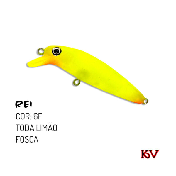 Isca Rei KV 6,5 cm 6 g – meia‑água com rattlin para robalo e traíra cor 6f toda limão fosca