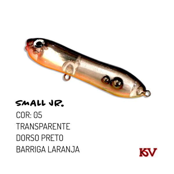 Isca Artificial Small Jr KV 7,5cm 10,5g Zara com som rattlin cor 05 transparente dorso preto barriga laranja