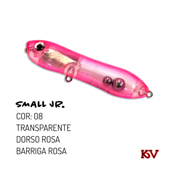 Isca Artificial Small Jr KV 7,5cm 10,5g Zara com som rattlin cor 08 transparente dorso rosa barriga rosa