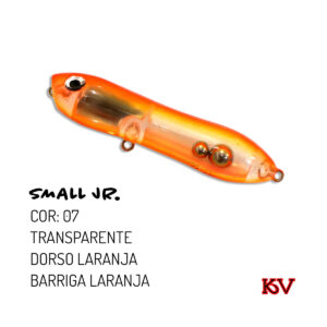 Isca Artificial Small Jr KV 7,5cm 10,5g Zara com som rattlin cor 07 transparente dorso laranja barriga laranja