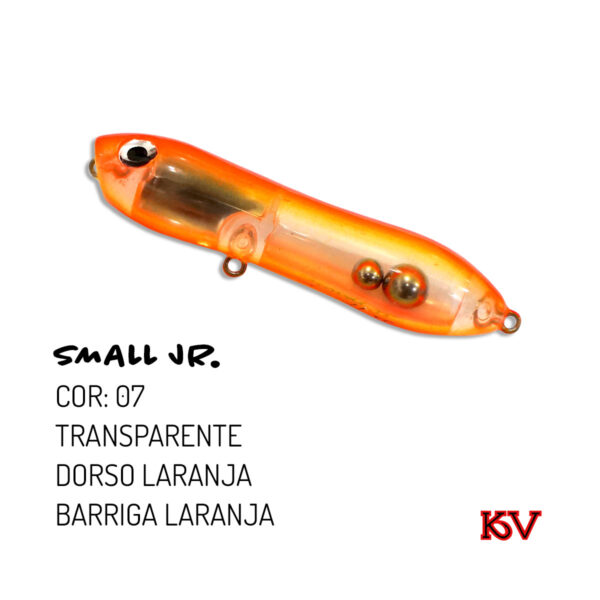 Isca Artificial Small Jr KV 7,5cm 10,5g Zara com som rattlin cor 07 transparente dorso laranja barriga laranja