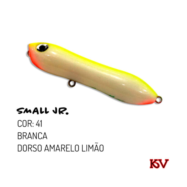 Isca Artificial Small Jr KV 7,5cm 10,5g Zara com som rattlin cor 41 branca dorso amarelo limão