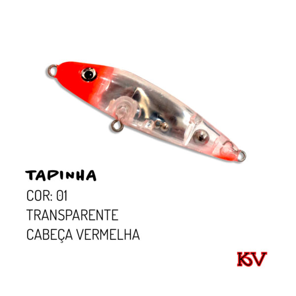 Isca Artificial Tapinha KV 6g 6,5cm Stick Zara Superfície Cor 01 transparente cabeça vermelha