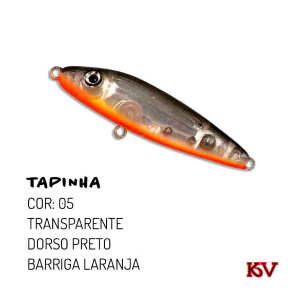Isca Artificial Tapinha KV 6g 6,5cm Stick Zara Superfície Cor 05 Transparente dorso preto barriga laranja