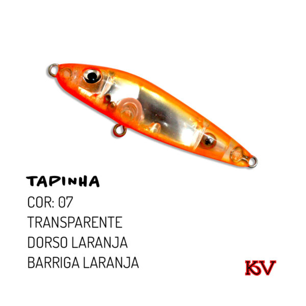 Isca Artificial Tapinha KV 6g 6,5cm Stick Zara Superfície Cor 07 Transparente dorso laranja barriga laranja