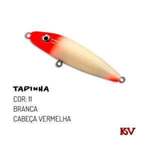 Isca Artificial Tapinha KV 6g 6,5cm Stick Zara Superfície Cor 11 Branca Cabeça Vermelha