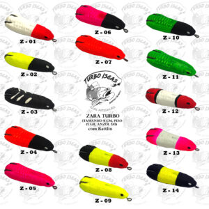 Isca Artificial Zara Turbo Turbo Iscas 8cm 15g com Rattlin todas as cores