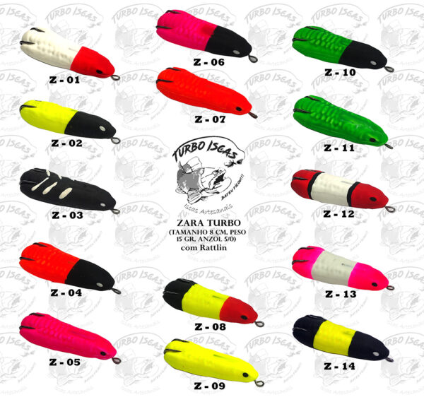 Isca Artificial Zara Turbo Turbo Iscas 8cm 15g com Rattlin todas as cores