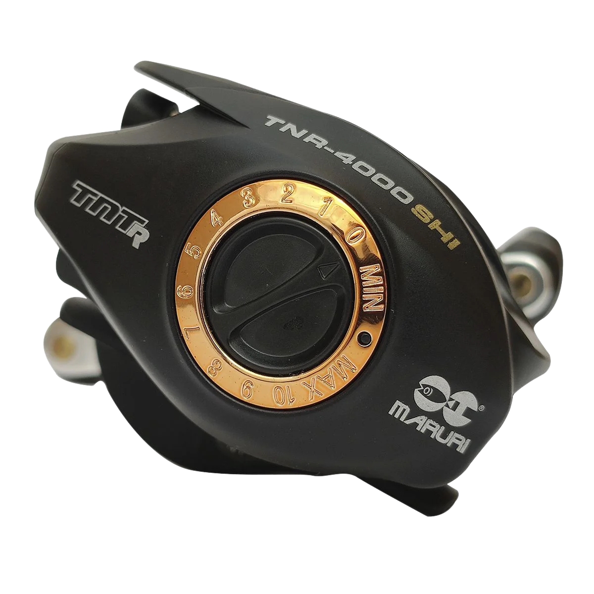 Carretilha Maruri TNT R 4000 com drag de 4,5kg e recolhimento 7.3:1 detalhe tampa