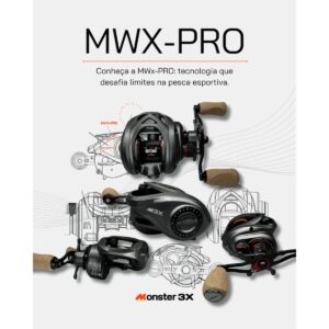 Carretilha Monster3x MWX-Pro com drag de 6kg e recolhimento 8.1:1 detalhes