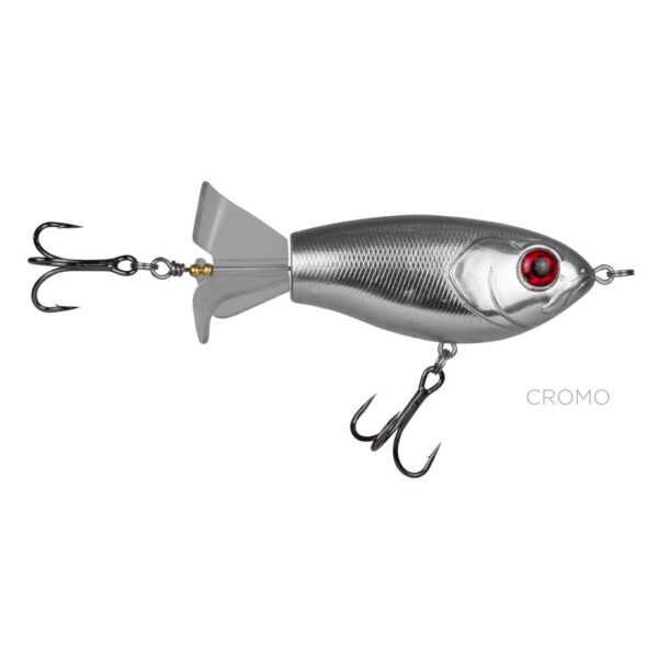 stickbait, isca artificial, superfície, tucunaré, traíra, dourado pequeno, arremesso longo, ataque rápido, pesca esportiva, isca Kawana, alta durabilidade cor cromo