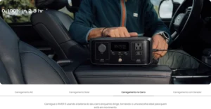 carregamento ecoflow river 3 no carro